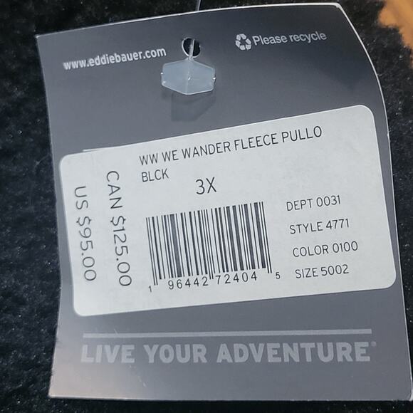 Eddie Bauer We Wander Fleece Pullover 3X Black Sherpa Sweatshirt - Picture 5 of 12